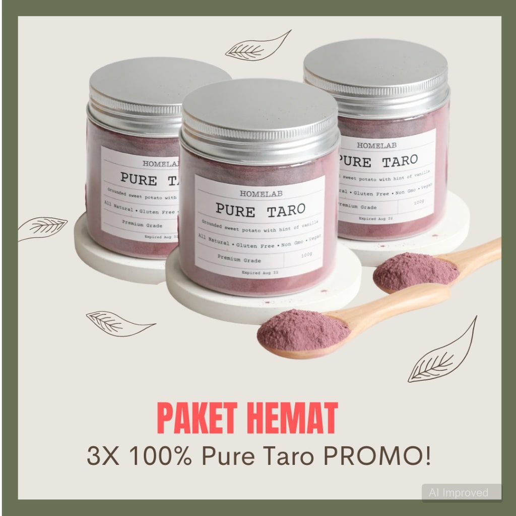 3x Pure Taro Premium - 100g / 3 Toples Bubu... 1